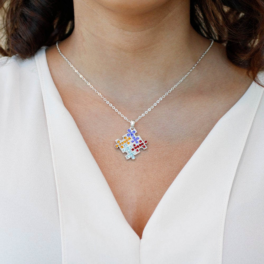 Silver Jigsaw Charm Classic Necklace