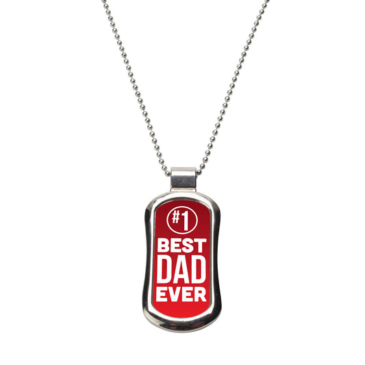 Steel Number One Best Dad Ever Dog Tag Necklace