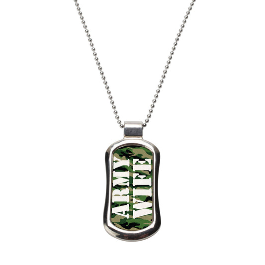 Steel Army Wife Dog Tag Necklace