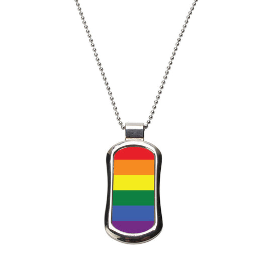 Steel LGBT Pride Dog Tag Necklace