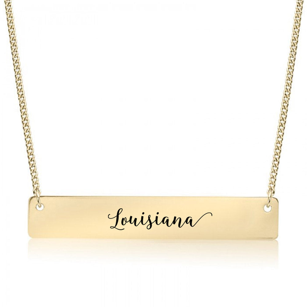 Gold Louisiana Bar Necklace