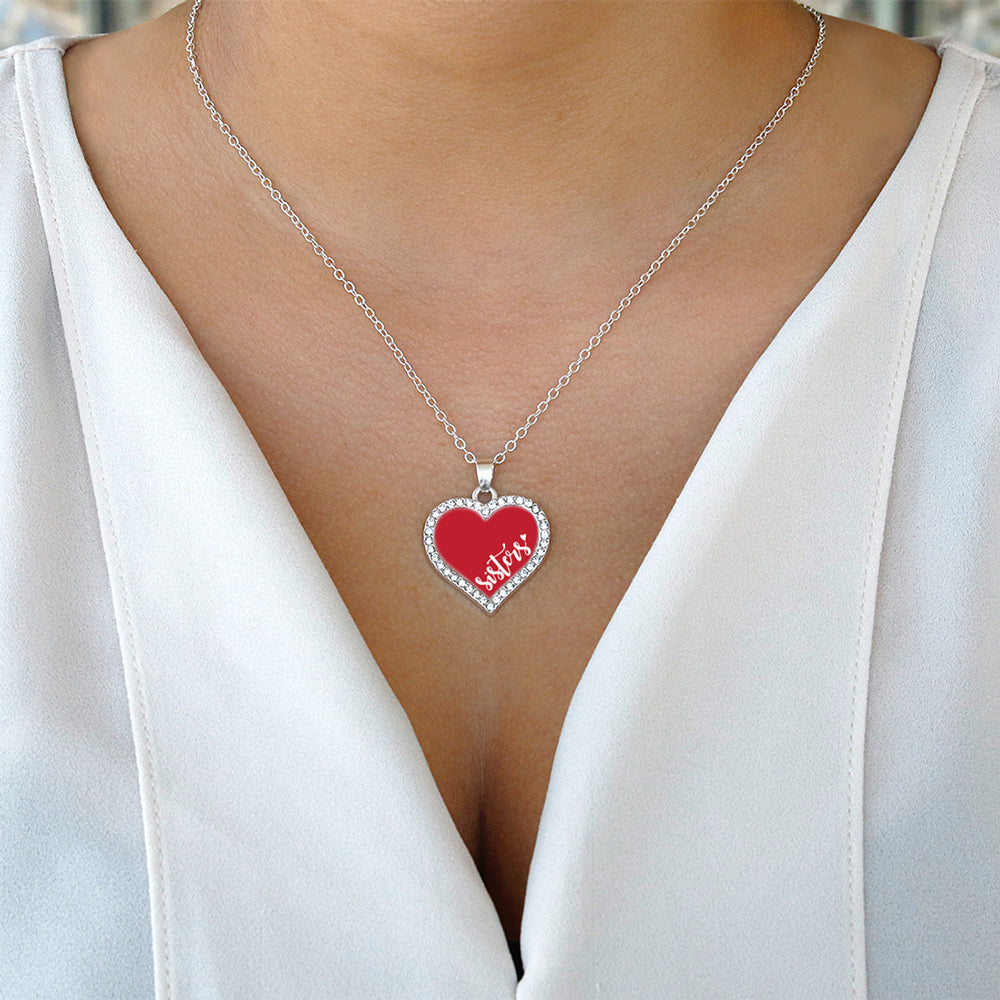 Silver Sisters - Red Open Heart Charm Classic Necklace