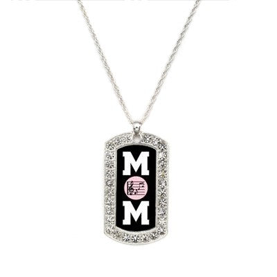 Silver Band and Music Mom Dog Tag Charm Classic Necklace