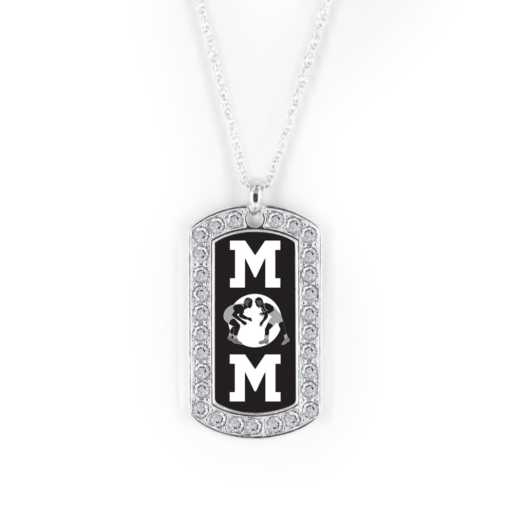 Silver Wrestling Mom Dog Tag Charm Classic Necklace