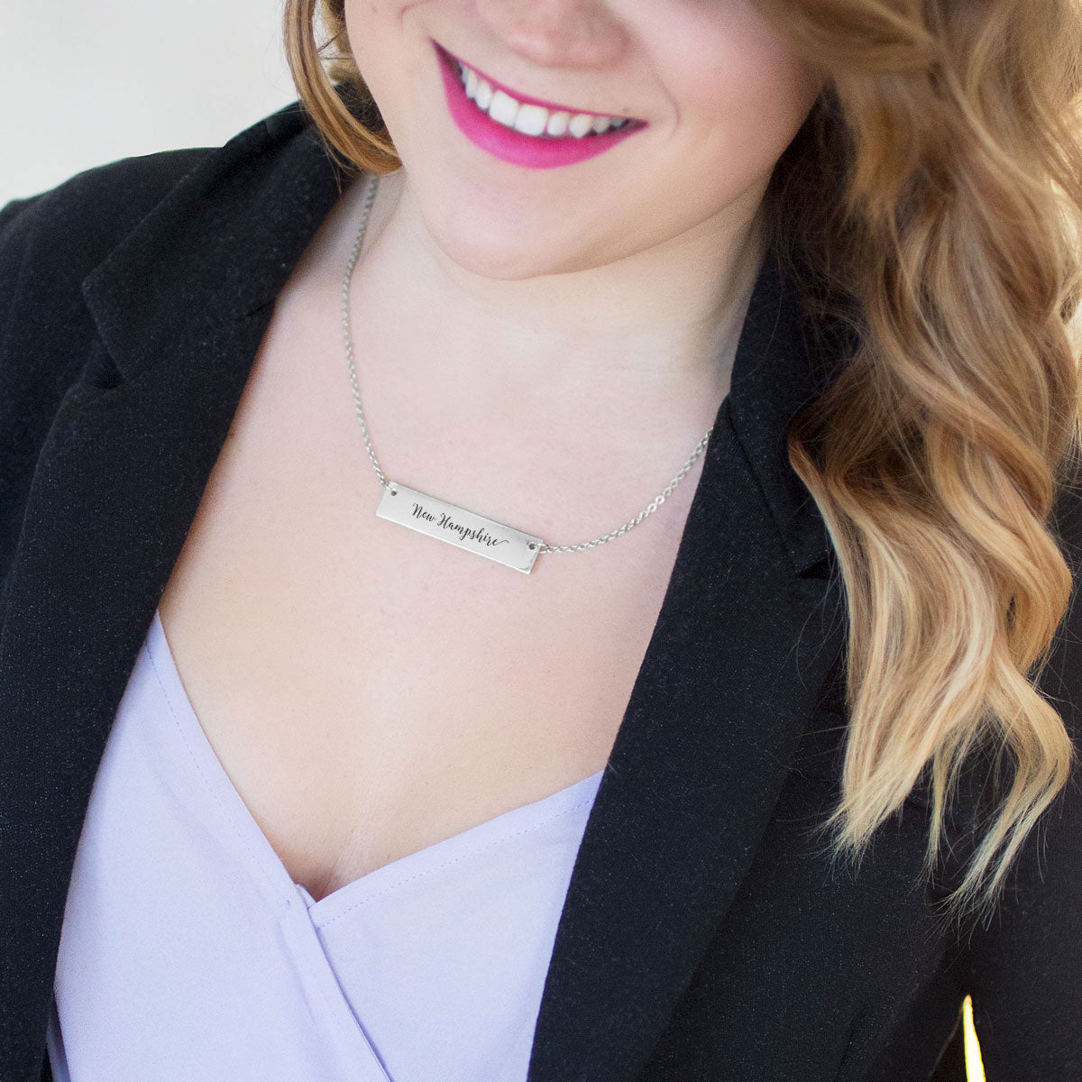 Silver New Hampshire Bar Necklace