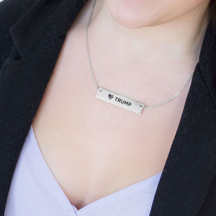Silver Trump Support Bar Necklace