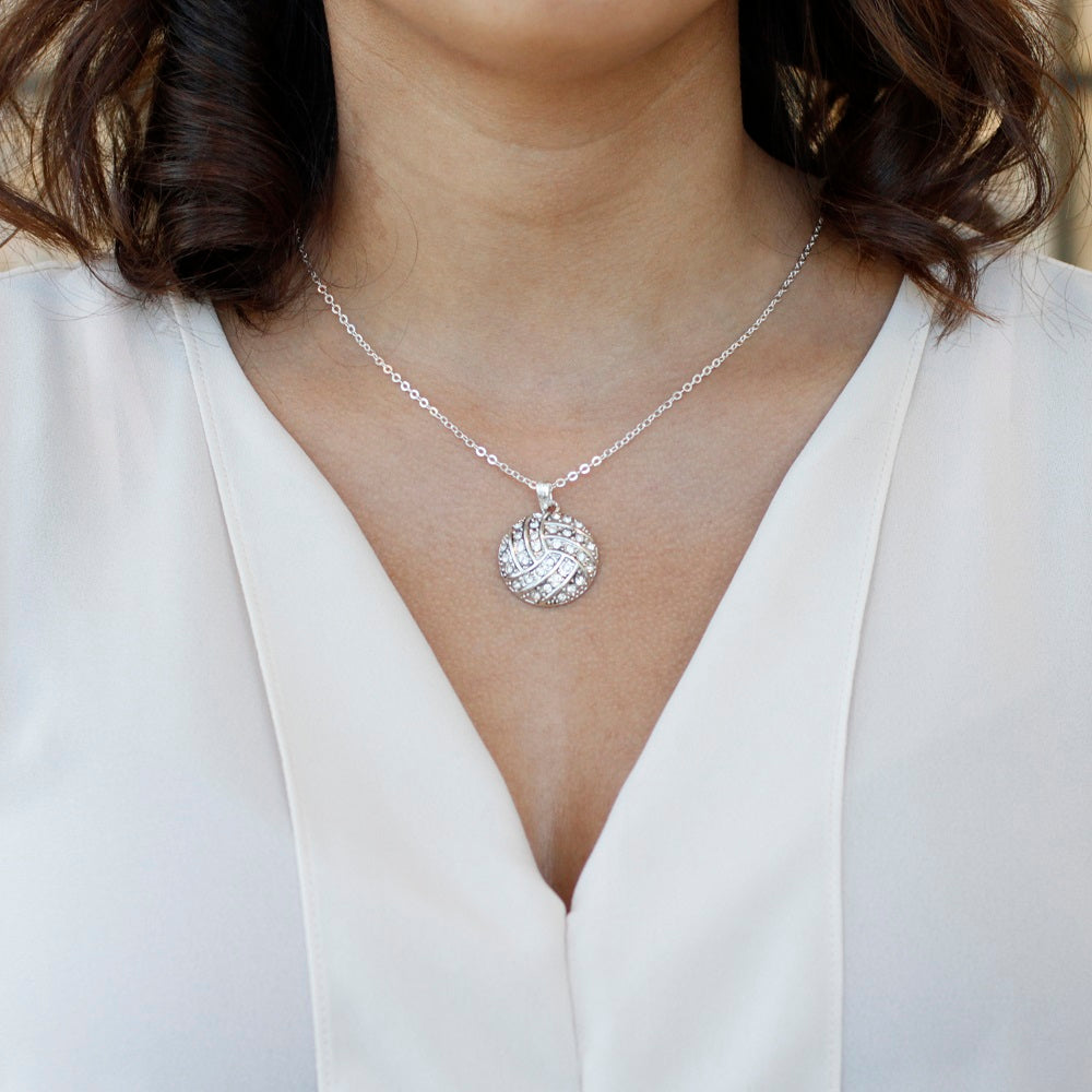 Silver Volleyball Charm Classic Necklace