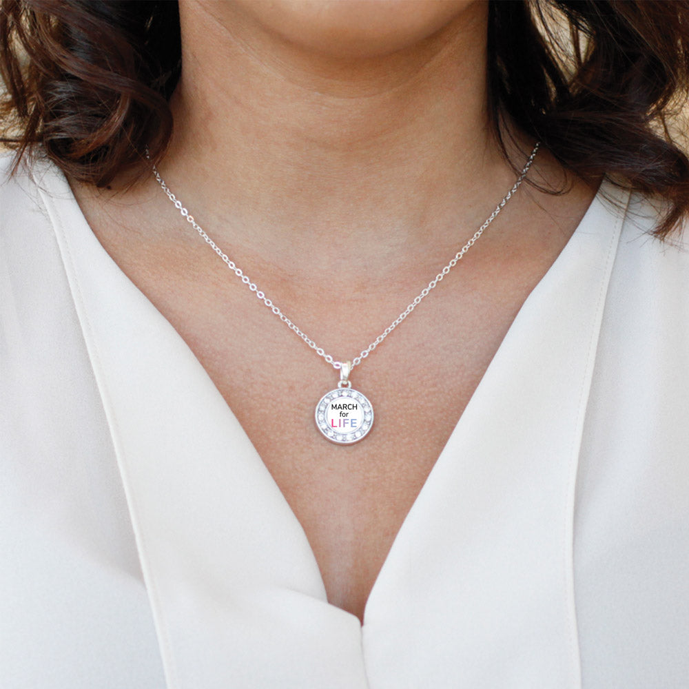 Silver March for Life Circle Charm Classic Necklace