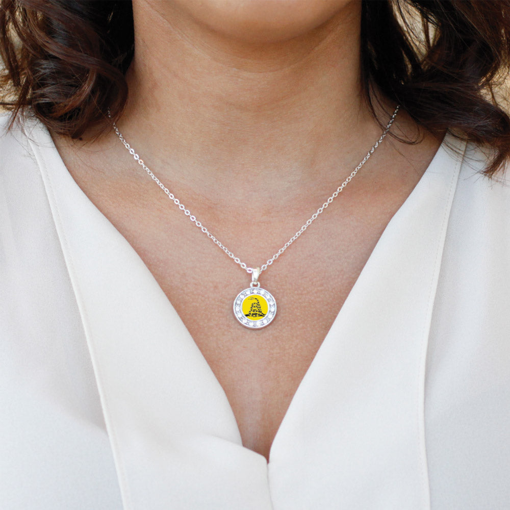 Silver Don't Tread on Me Circle Charm Classic Necklace