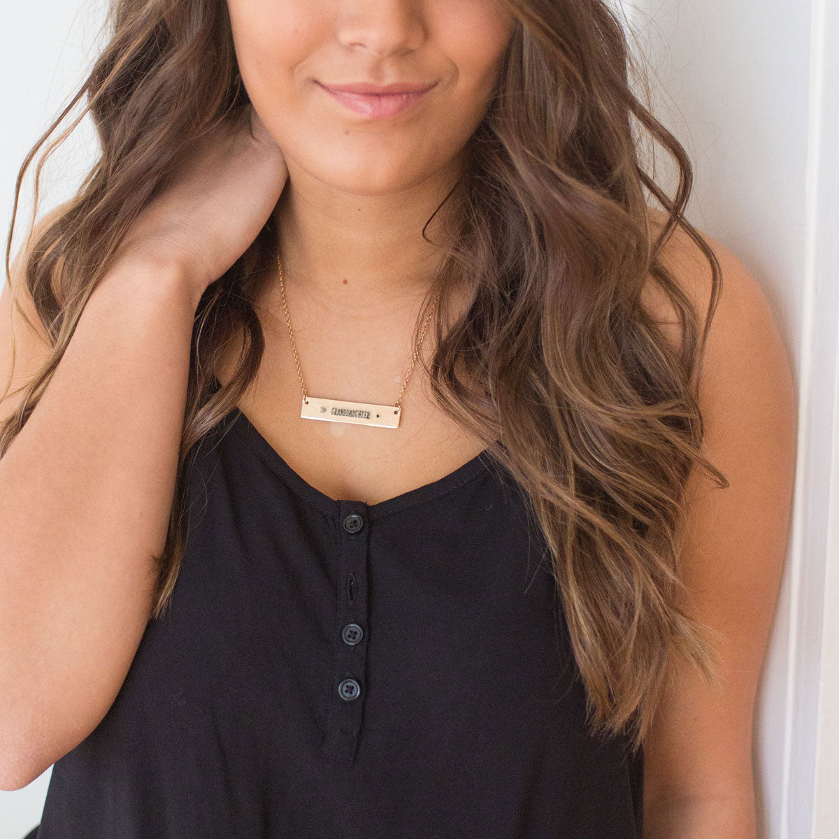 Gold Granddaughter Arrow Bar Necklace