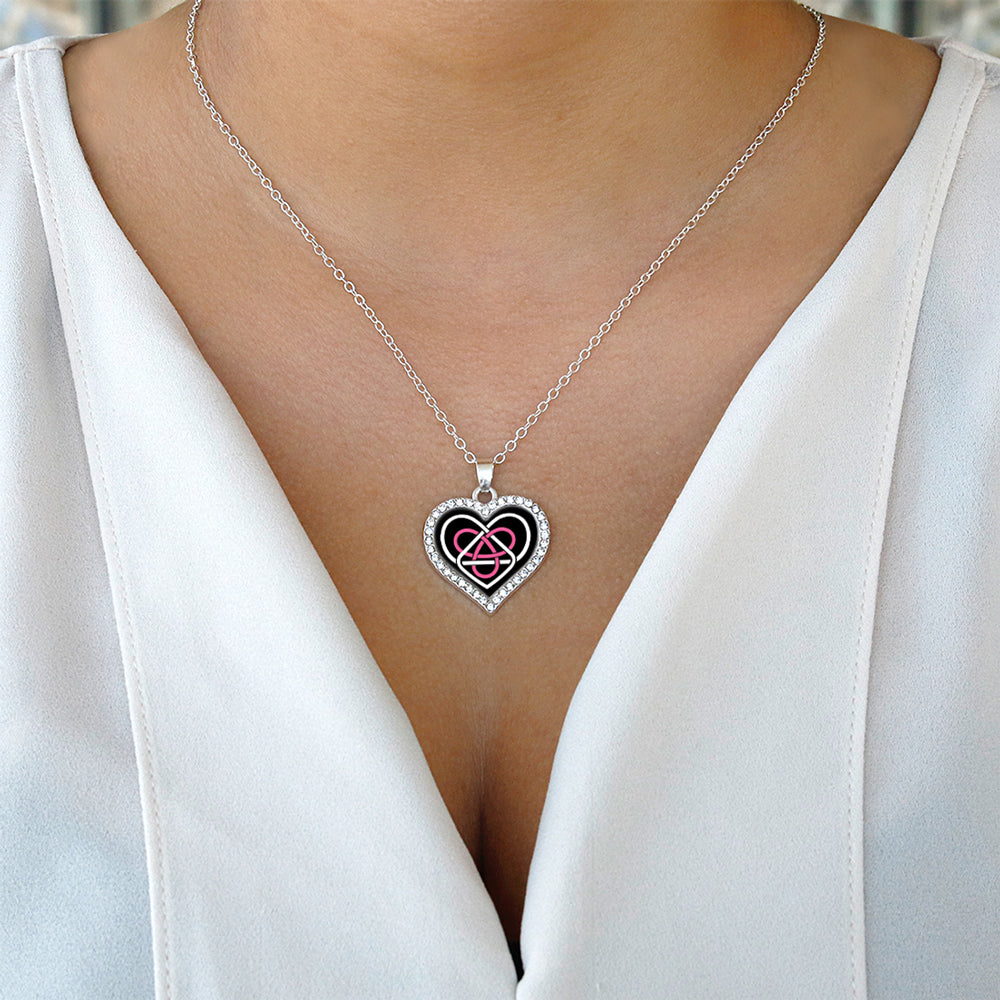 Silver Celtic Sisters Knot Open Heart Charm Classic Necklace