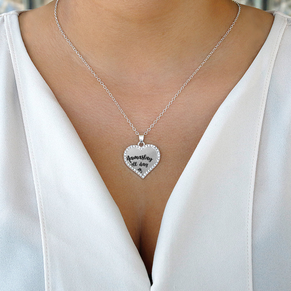 Silver Namaslay All Day Open Heart Charm Classic Necklace