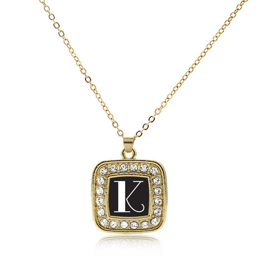 Gold My Vintage Initials - Letter K Square Charm Classic Necklace