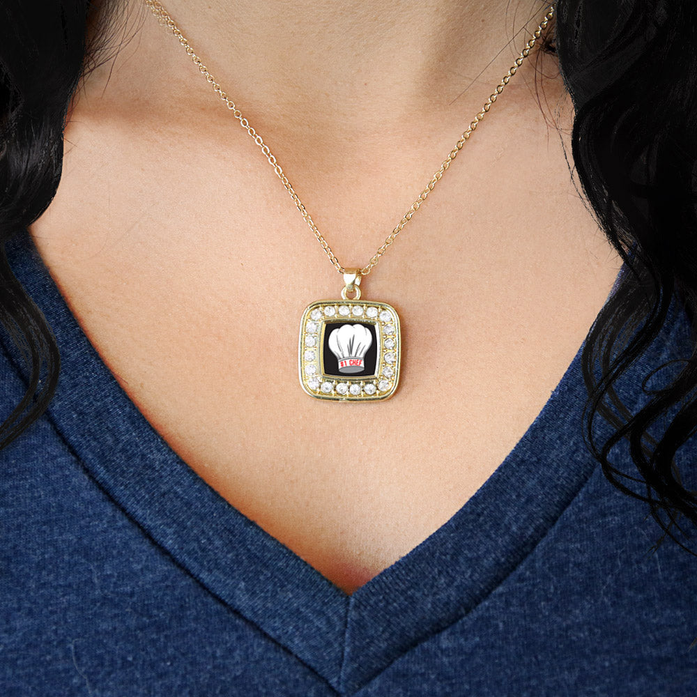 Gold #1 Chef Square Charm Classic Necklace