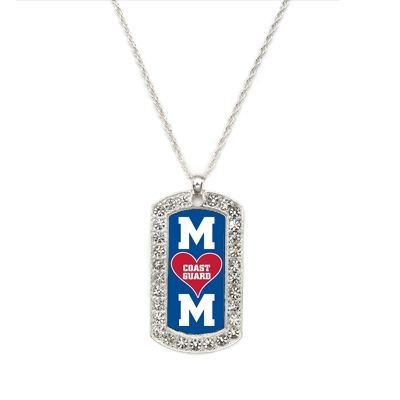 Silver Coast Guard Mom Dog Tag Charm Classic Necklace