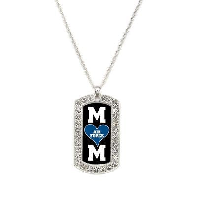 Silver Air Force Mom Dog Tag Charm Classic Necklace