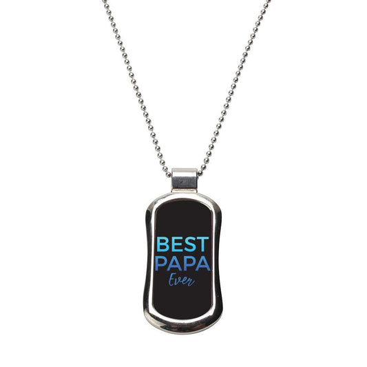 Steel Best Papa Dog Tag Necklace