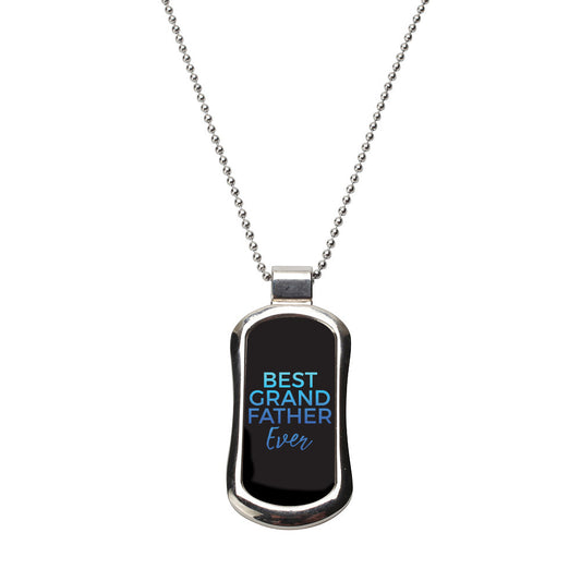 Steel Best Grandfather Dog Tag Necklace