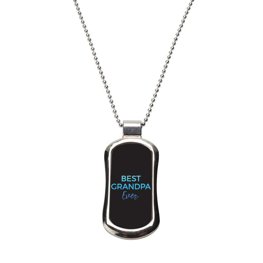 Steel Best Grandpa Dog Tag Necklace
