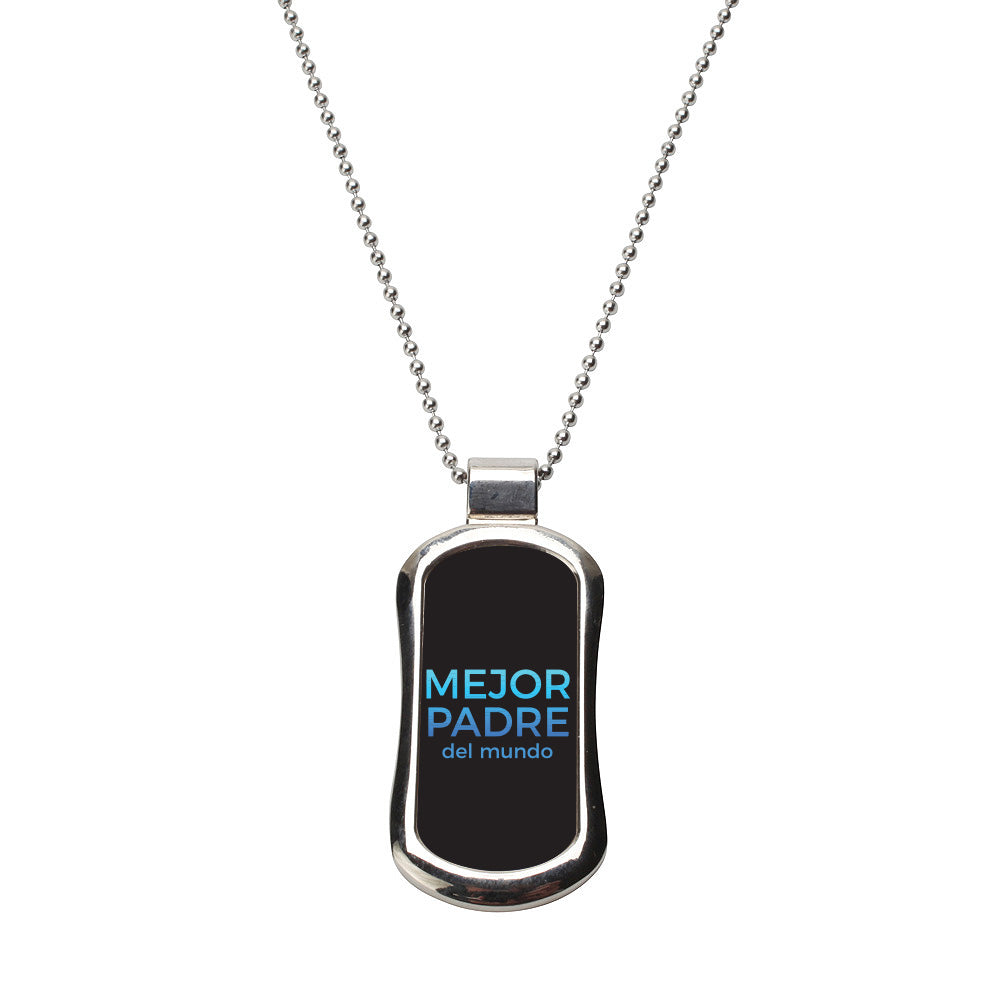 Steel Mejor Padre Dog Tag Necklace