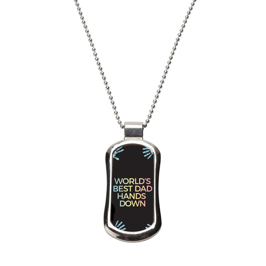 Steel World's Best Dad Hands Down Dog Tag Necklace