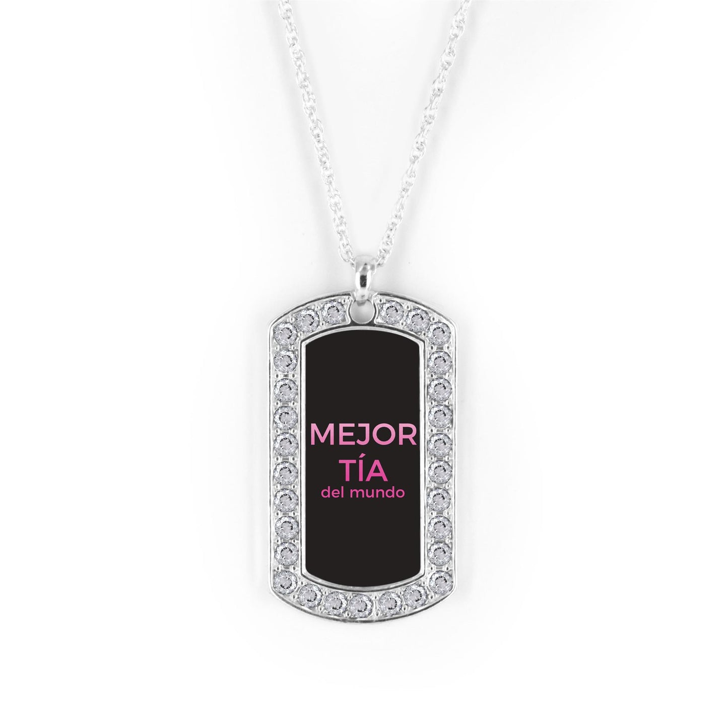 Silver Mejor Tía del mundo Dog Tag Charm Classic Necklace