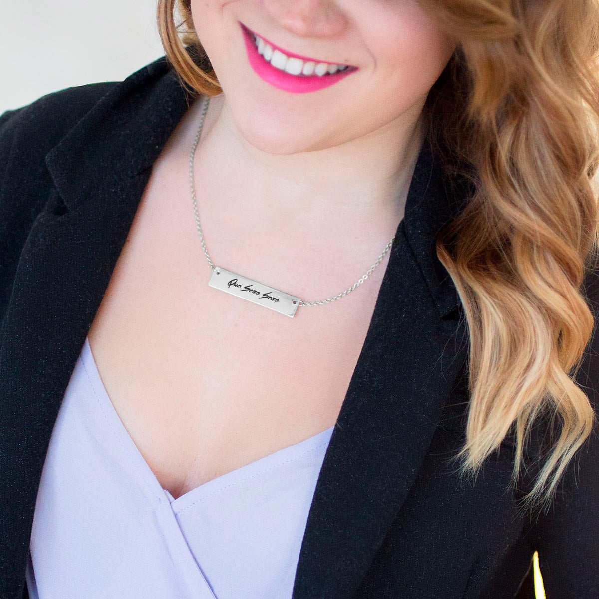 Silver Que Sera Sera Bar Necklace