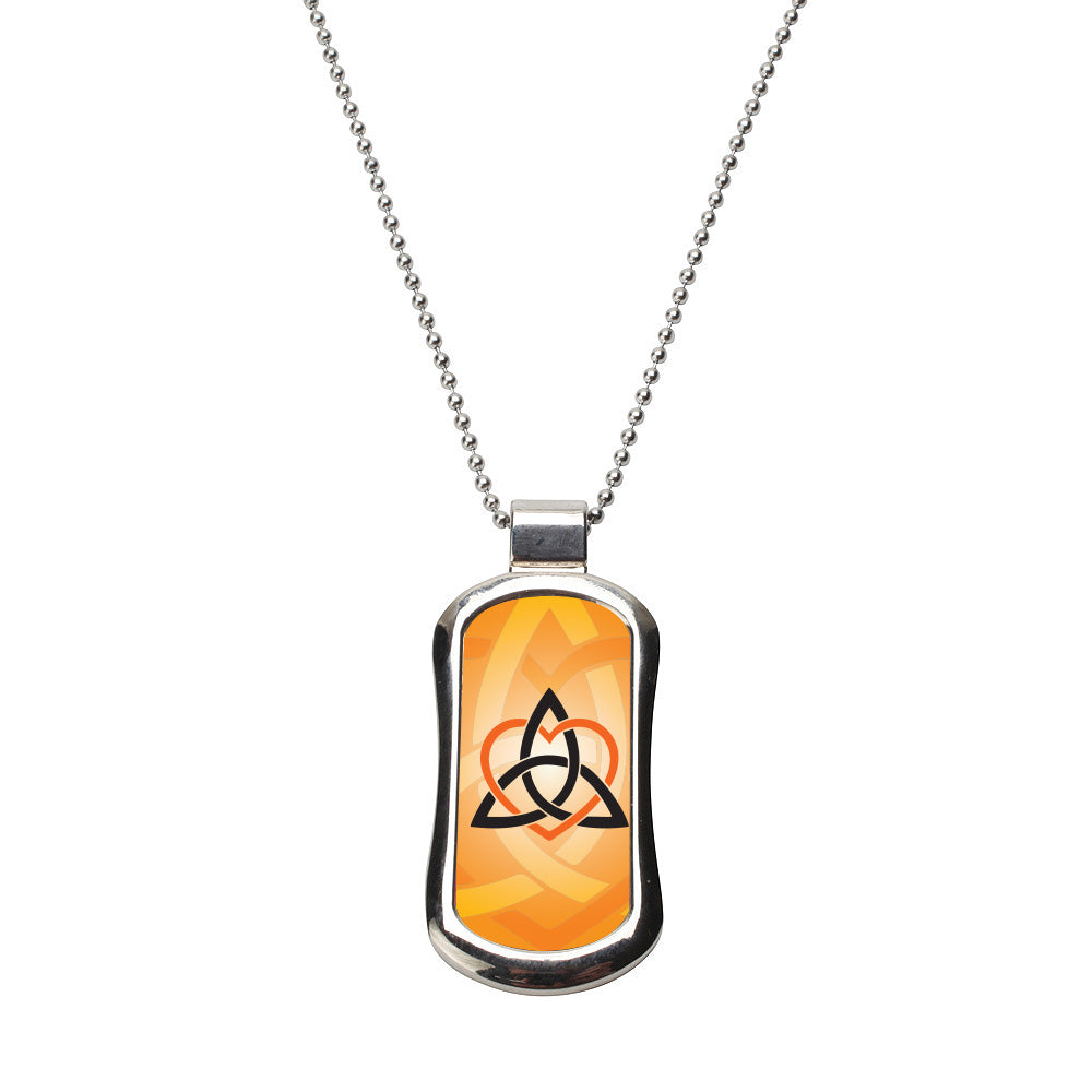Steel Celtic Sister Orange Dog Tag Necklace
