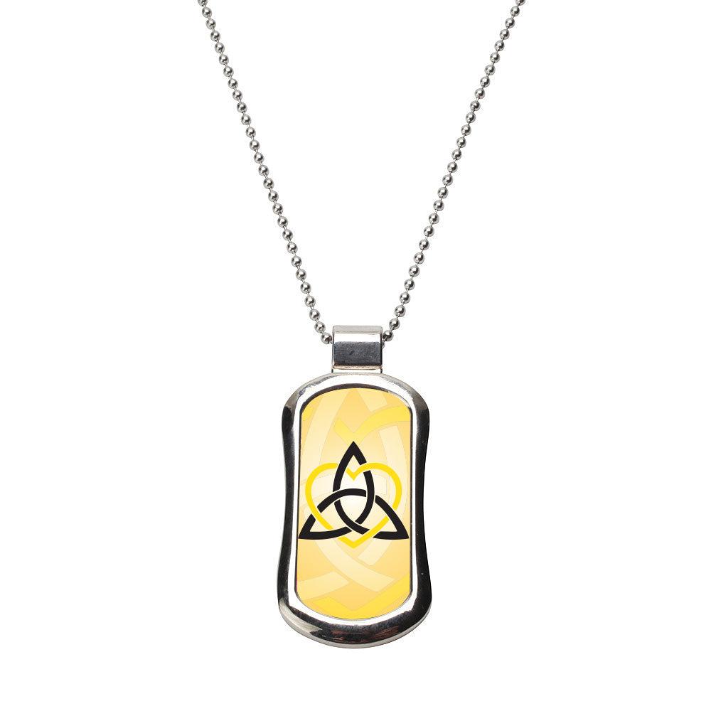 Steel Celtic Sister Yellow Dog Tag Necklace
