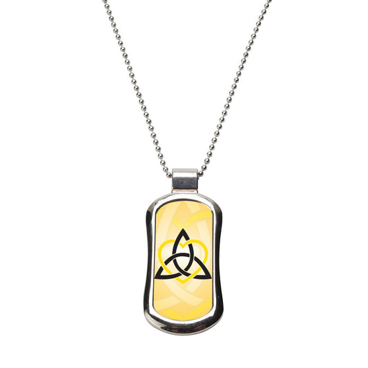 Steel Celtic Sister Yellow Dog Tag Necklace