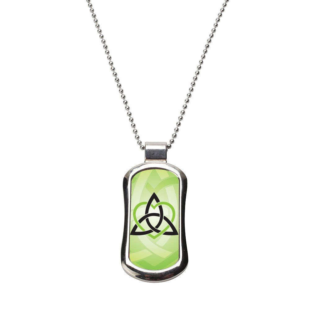 Steel Celtic Sister Green Dog Tag Necklace
