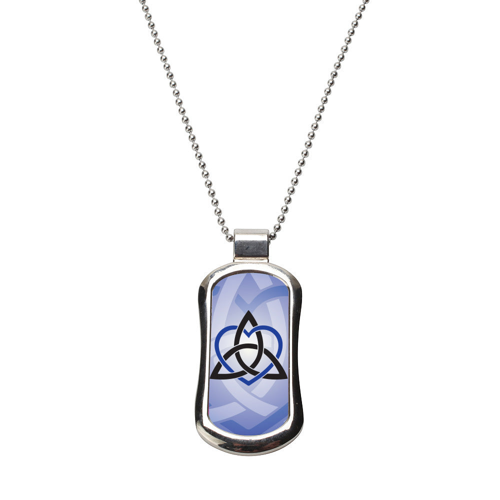 Steel Celtic Sister Blue Dog Tag Necklace