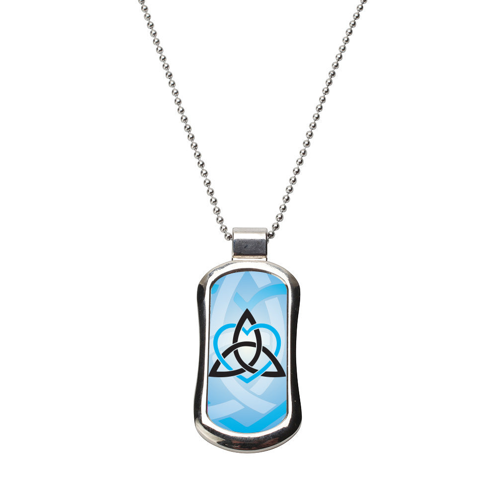Steel Celtic Sister Light Blue Dog Tag Necklace
