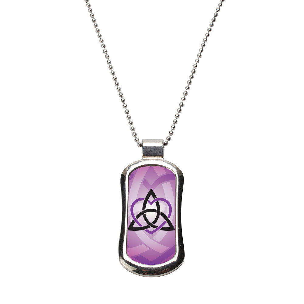 Steel Celtic Sister Purple Dog Tag Necklace