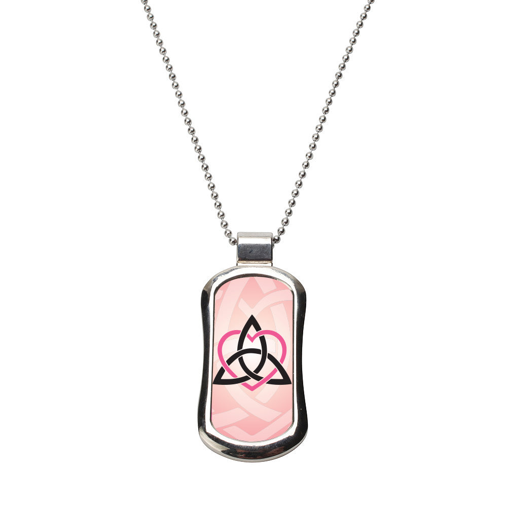 Steel Celtic Sister Pink Dog Tag Necklace
