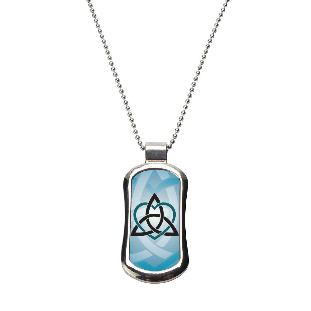 Steel Celtic Sister Teal Dog Tag Necklace