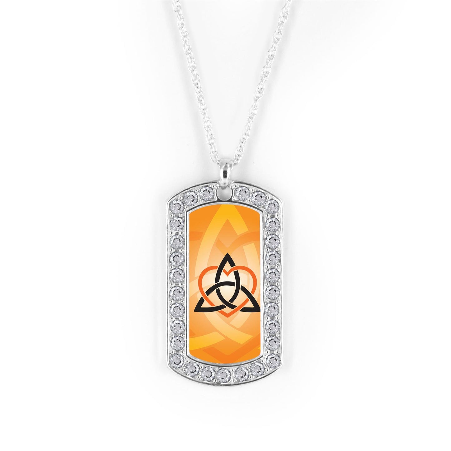 Silver Celtic Sister Orange Dog Tag Charm Classic Necklace