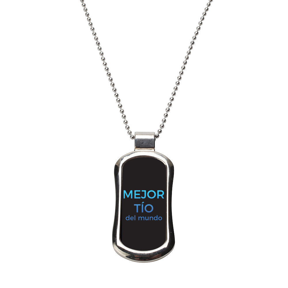 Steel Mejor Tío del mundo Dog Tag Necklace