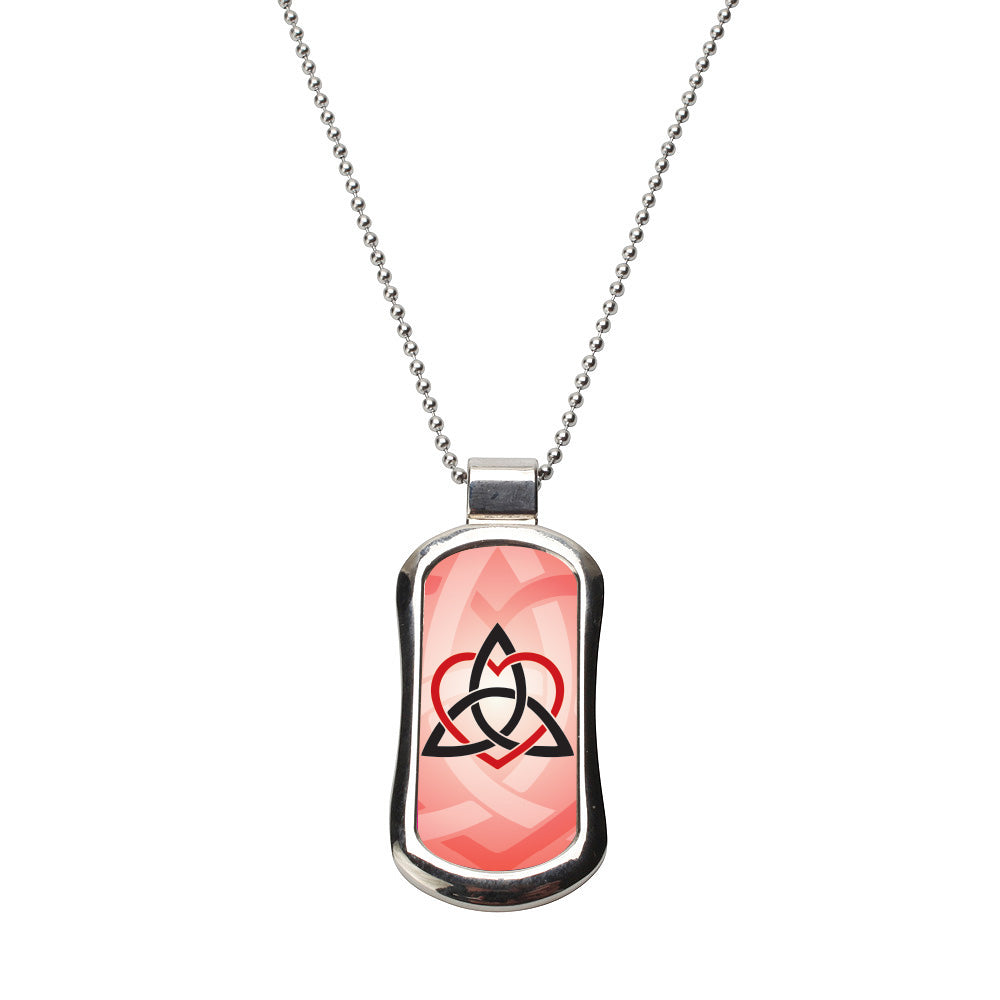 Steel Celtic Sister Red Dog Tag Necklace