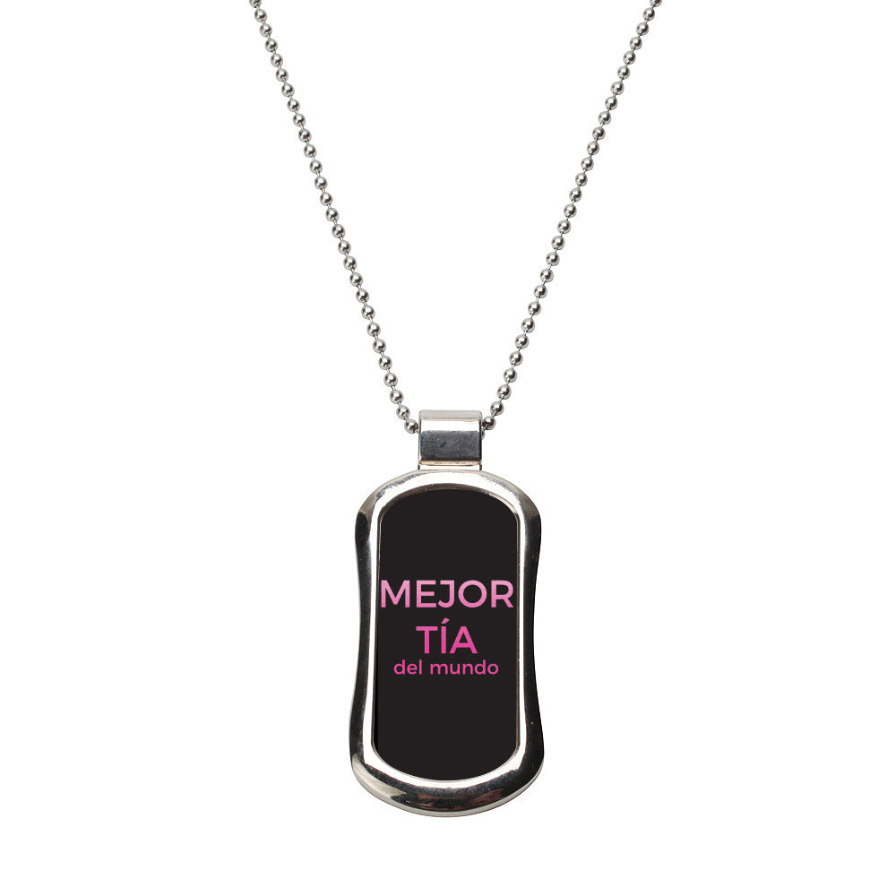 Steel Mejor Tía del mundo Dog Tag Necklace