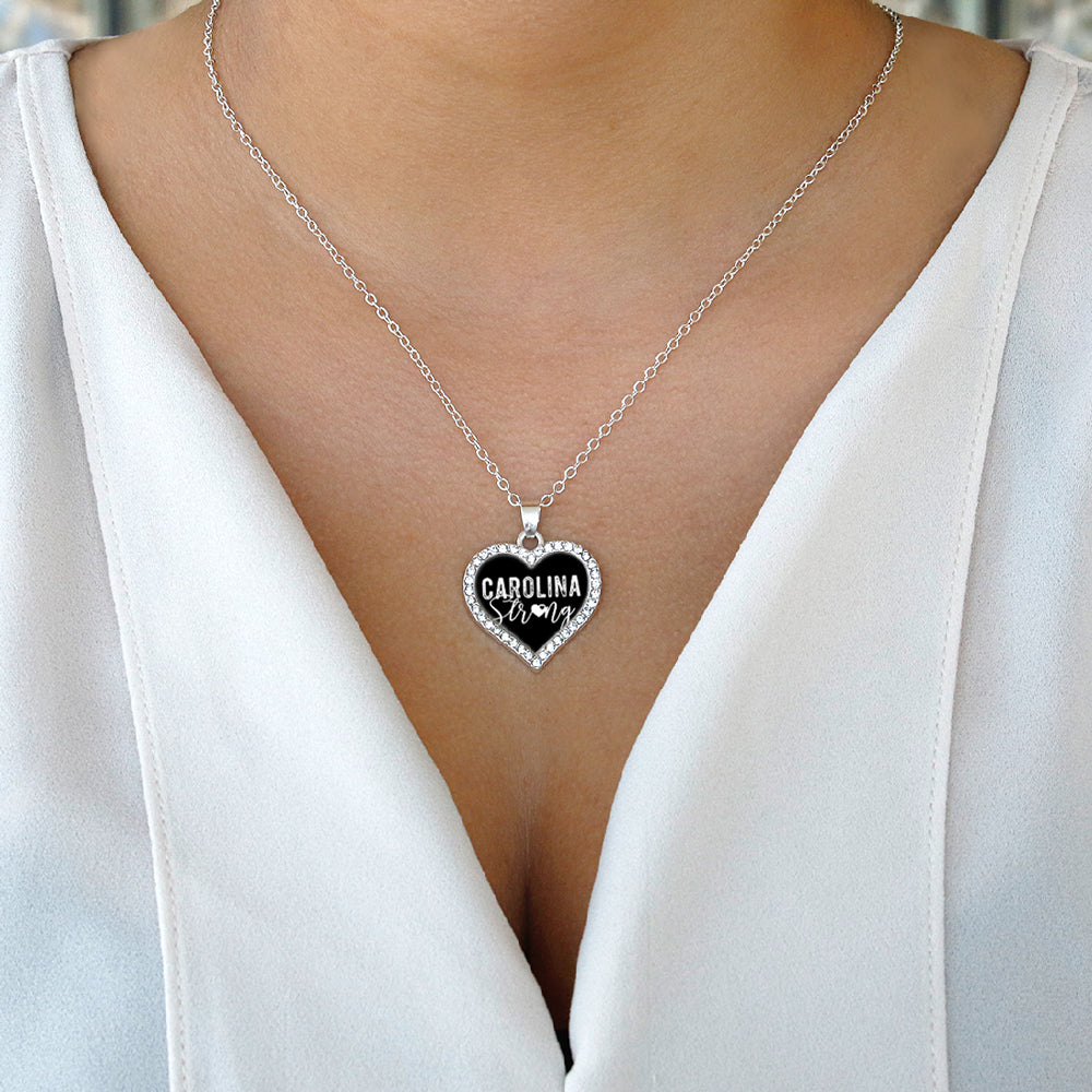 Silver Carolina Strong Open Heart Charm Classic Necklace