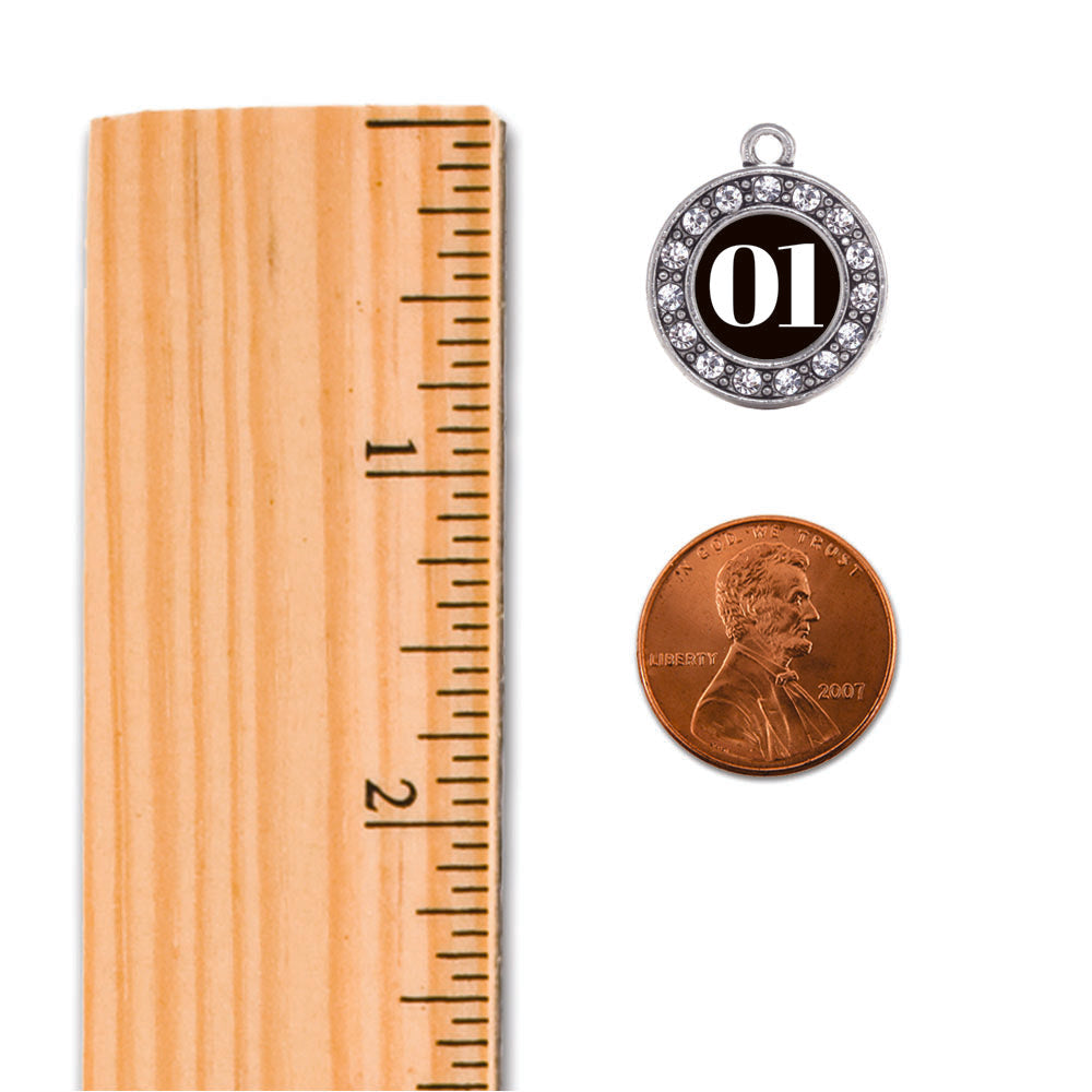 Silver Baseball - Sports Number 01 Circle Charm Classic Necklace