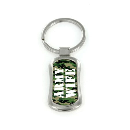 Steel Army Wife Dog Tag Keychain