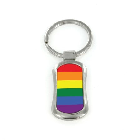 Steel LGBT Pride Dog Tag Keychain