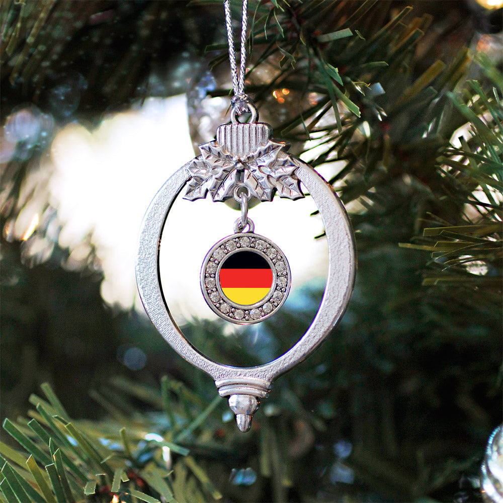 Silver German Flag Circle Charm Holiday Ornament