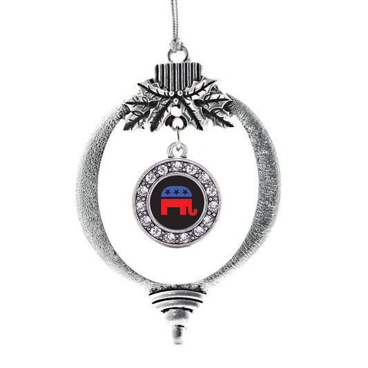 Silver Republican Circle Charm Holiday Ornament