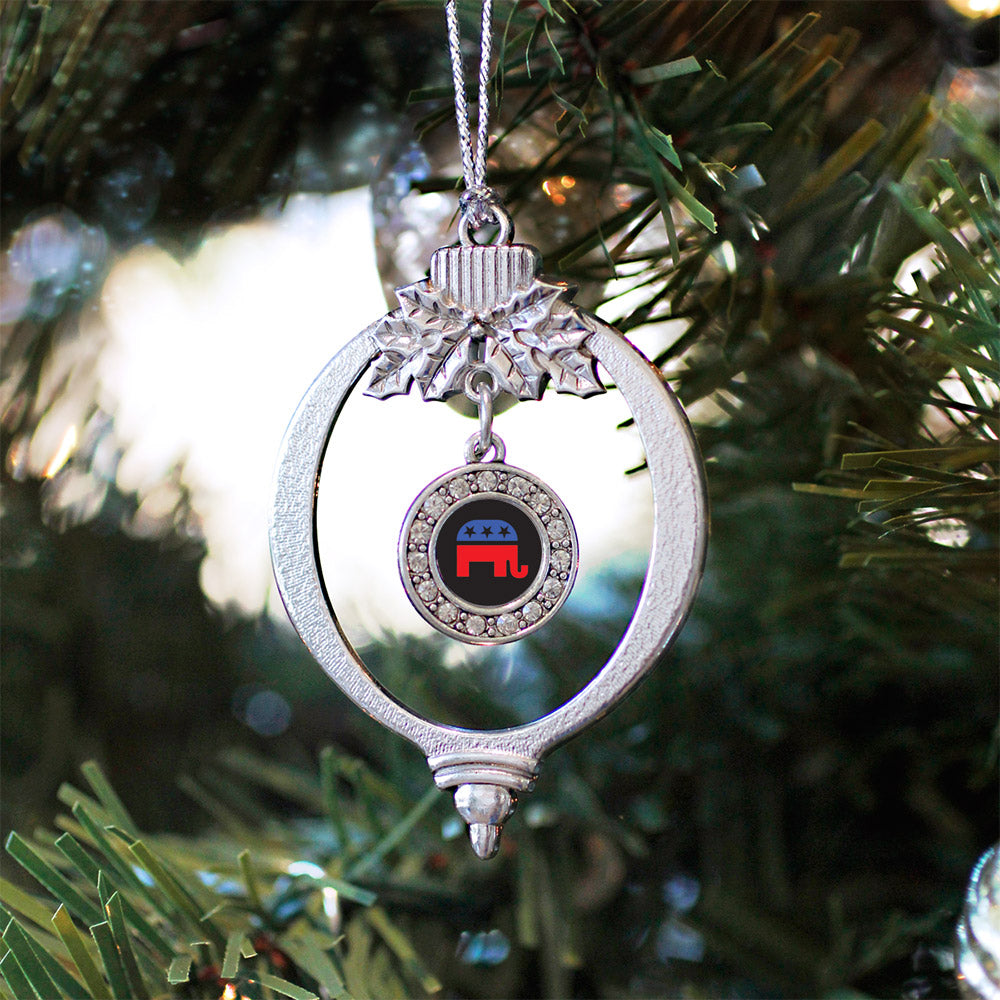 Silver Republican Circle Charm Holiday Ornament