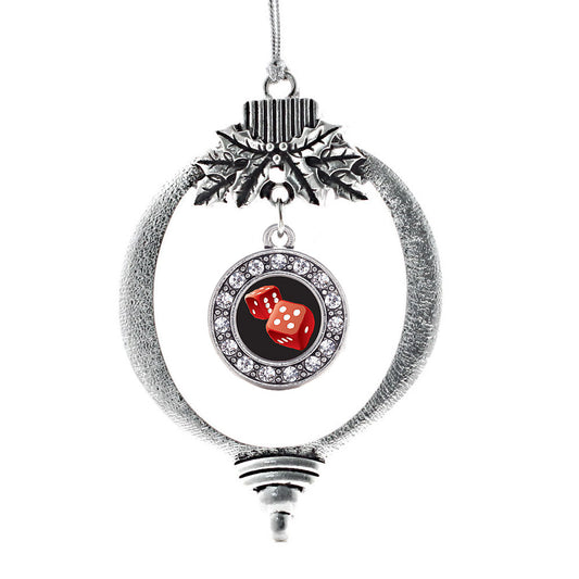 Silver Roll The Dice Circle Charm Holiday Ornament