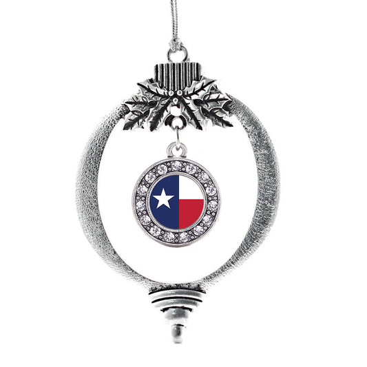 Silver Texas Flag Circle Charm Holiday Ornament