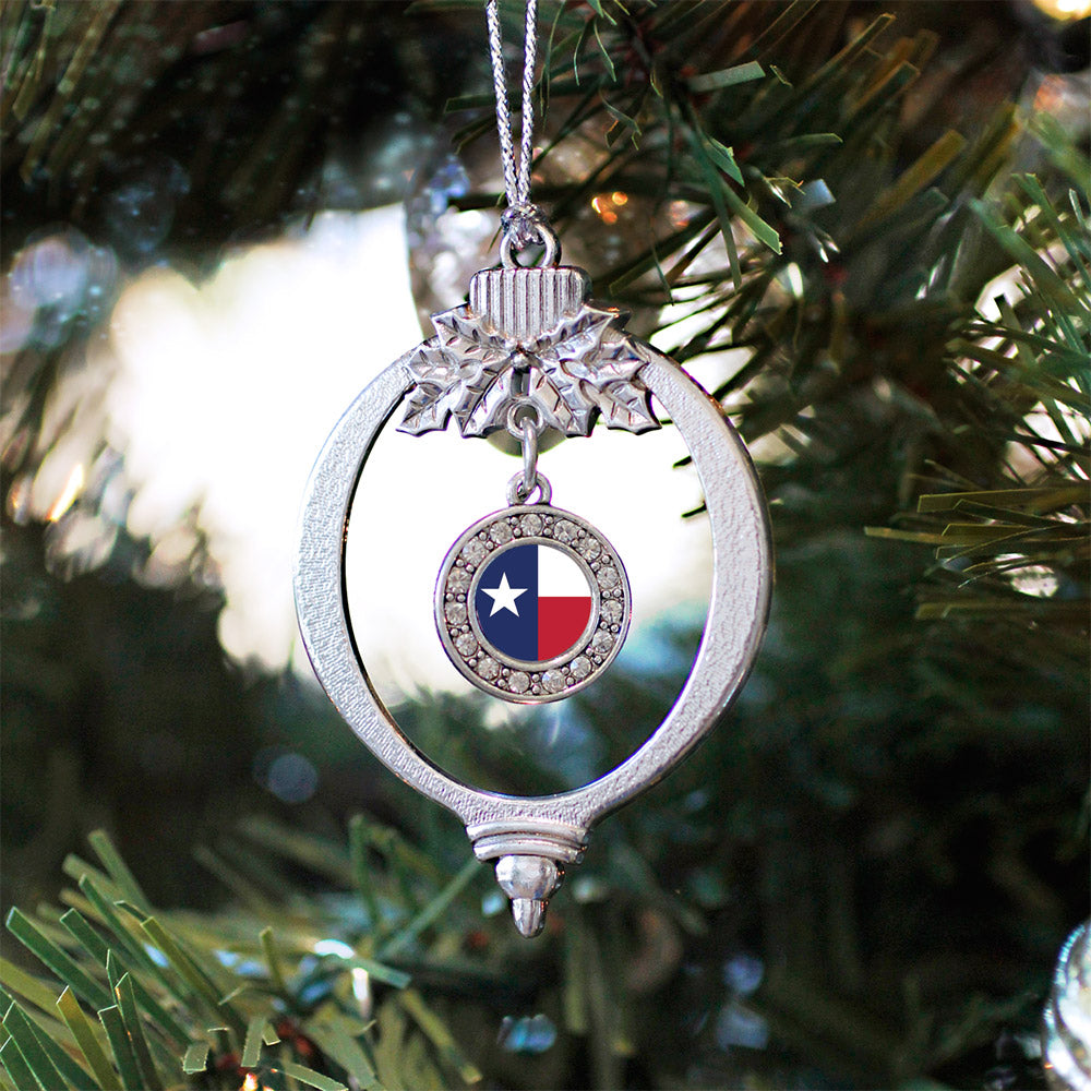 Silver Texas Flag Circle Charm Holiday Ornament
